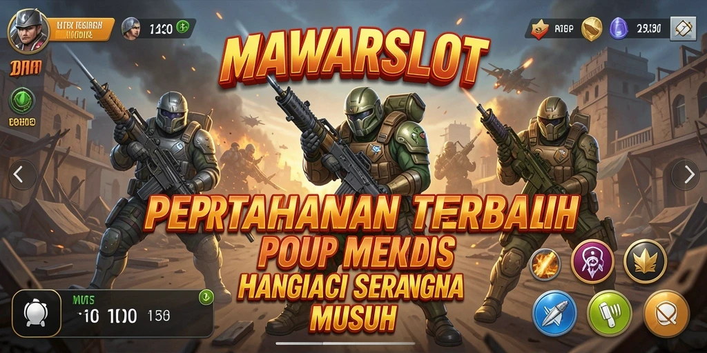 Tangkapan layar utama MAWARSLOT menampilkan aksi seru strategi Tower Defense.