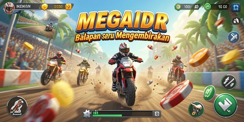 Gameplay MEGAIDR yang mendebarkan saat balapan.